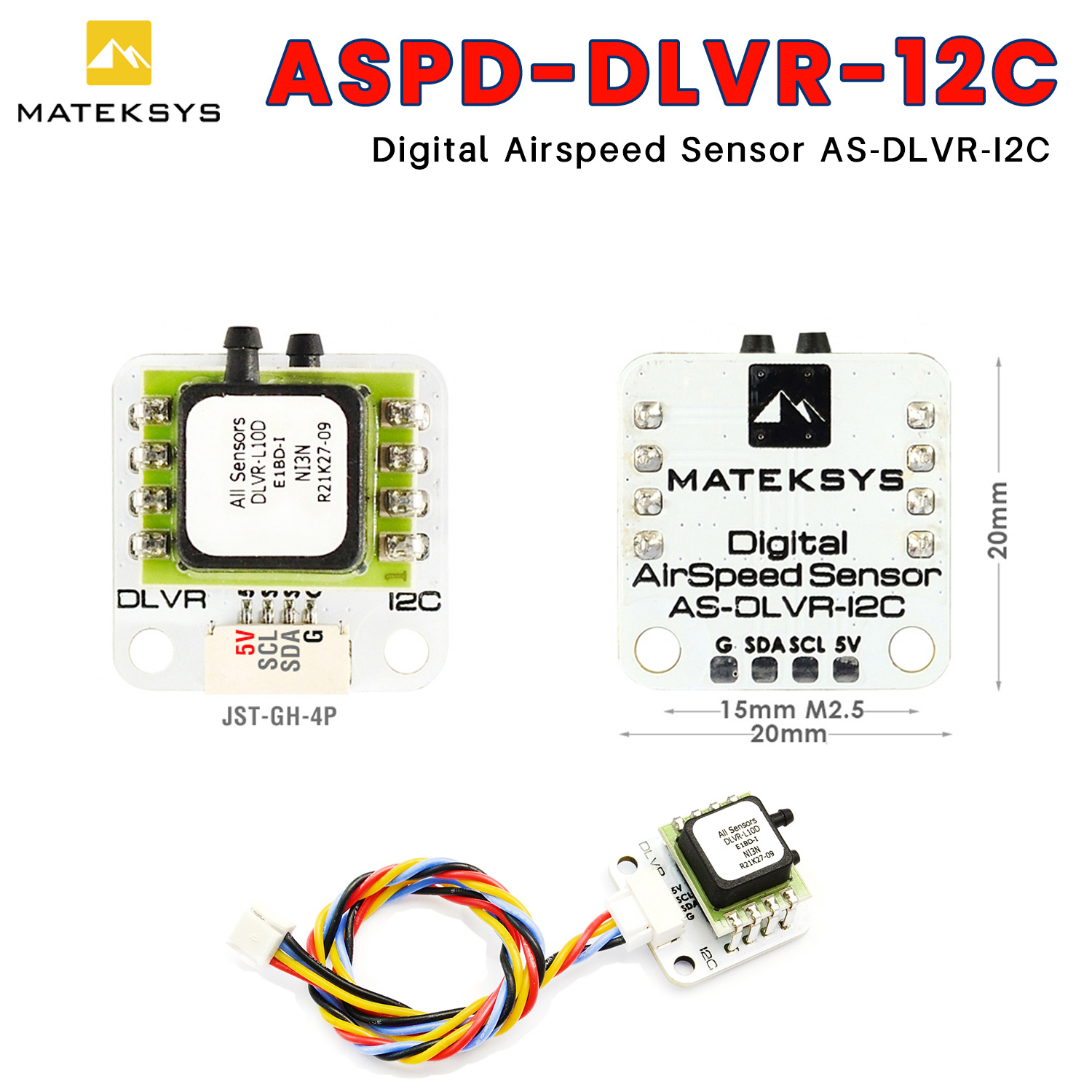 Drone Racing Flight Controller - เซ็นเซอร์วัดความเร็วการบินดิจิตอล MATEK Mateksys ASPD-DLVR 12C สำหรับเครื่องบินบังคับวิทยุ